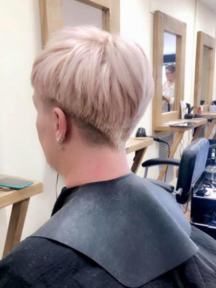 white shaved hair